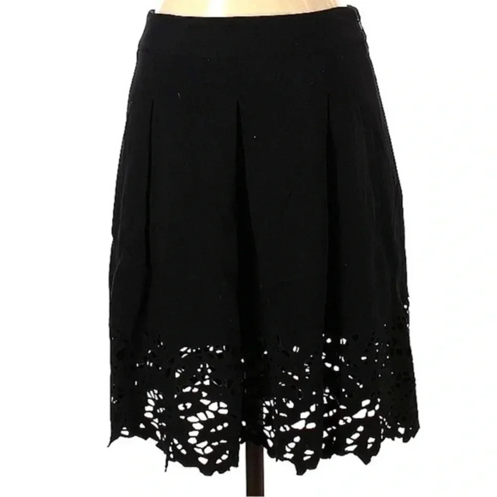 BCBGMAXAZRIA | Black Crochet Overlay Bohemian A-Line Skirt Size 0 XS XXS - Picture 2 of 2